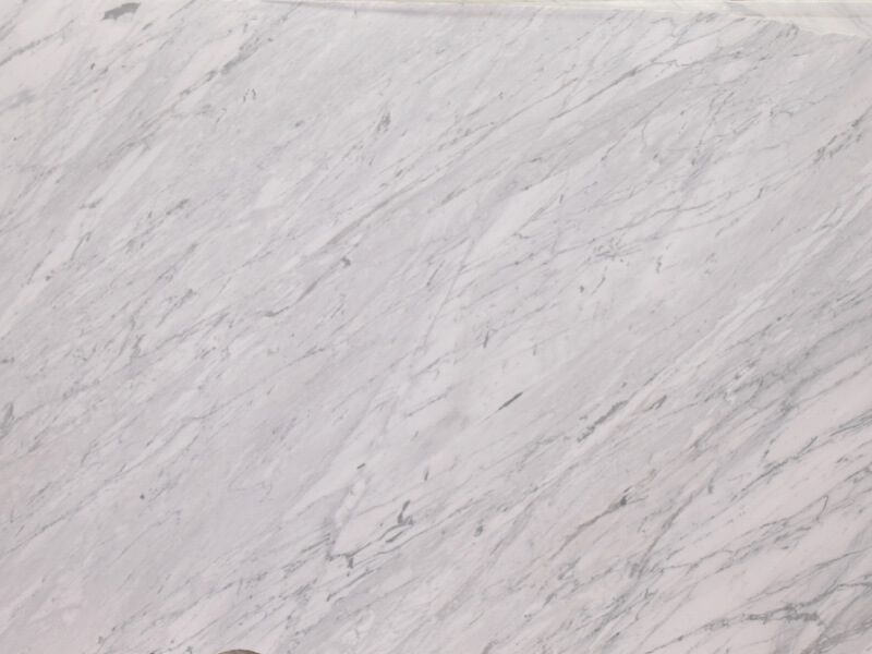 Close-up of white marble with gray veining for countertops.