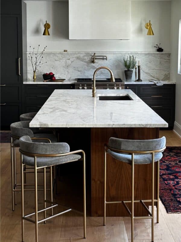 Modern kitchen with marble countertops