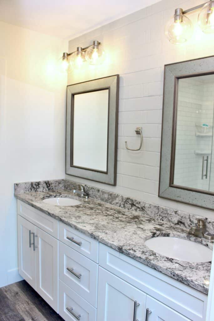 Granite Bathroom Vanity with Double Sinks