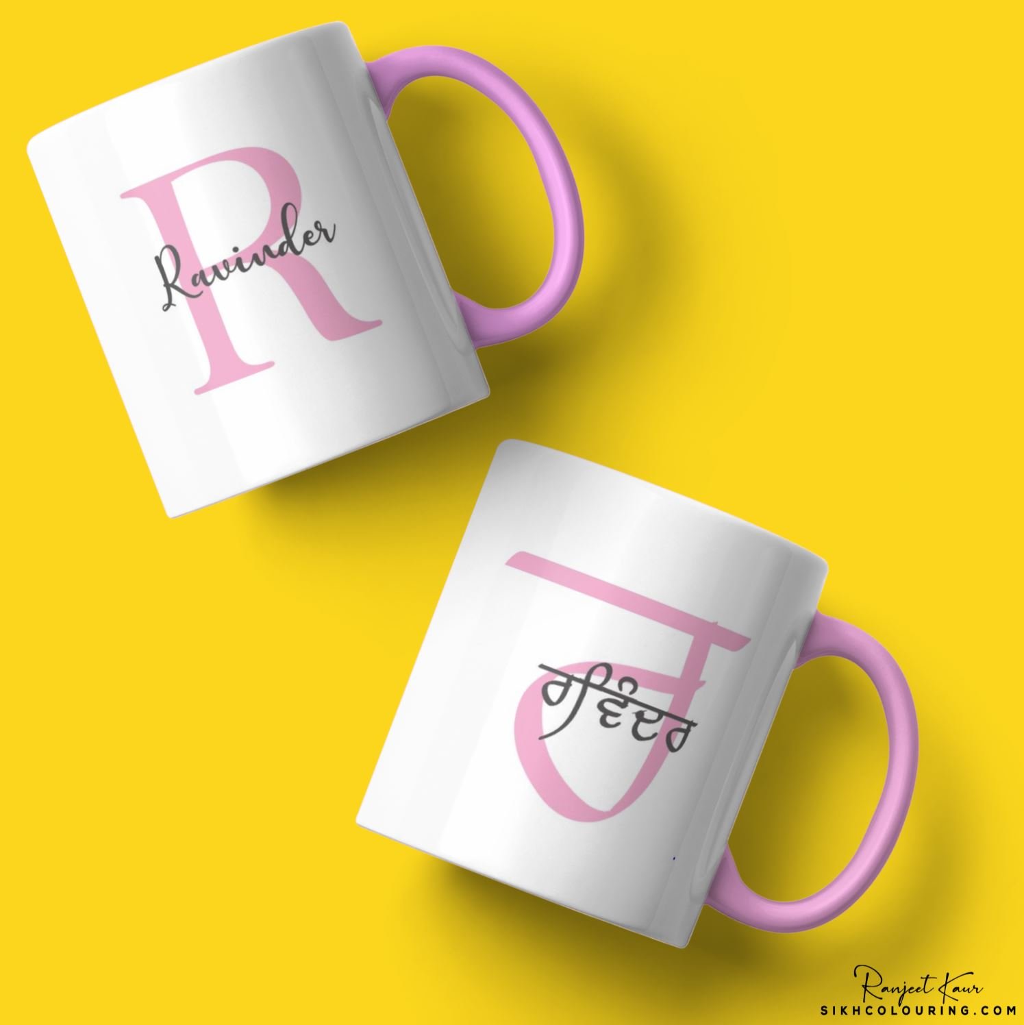 sikh colouring personalised mugs pink