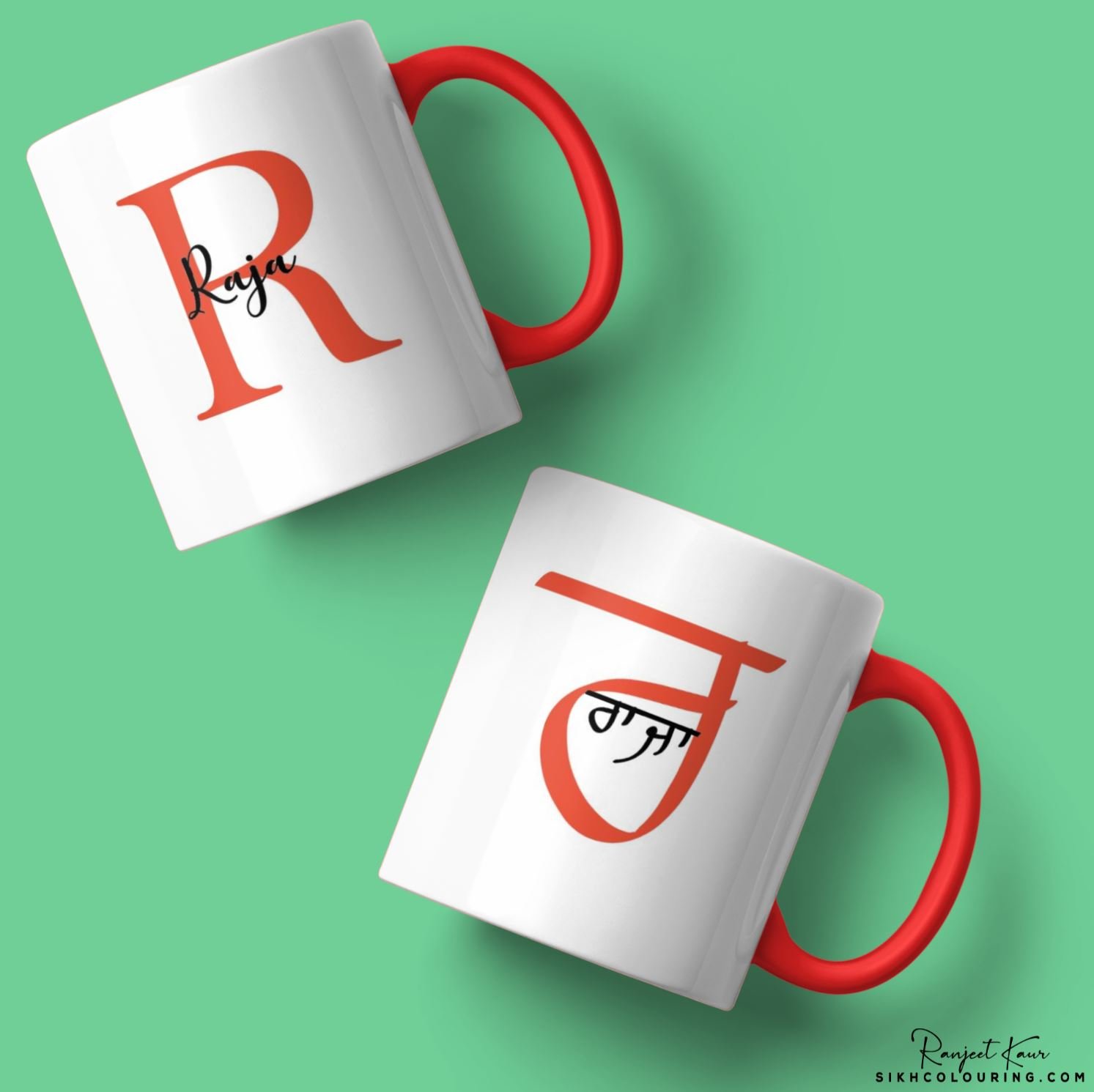 sikh colouring personalised mugs red