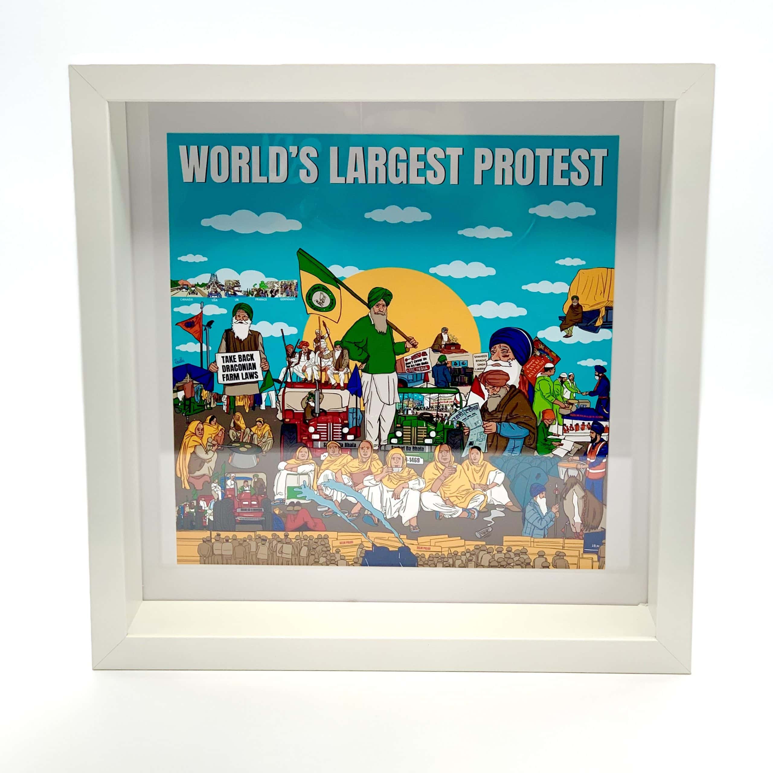 Photo of a frame with the farmers protest artwork