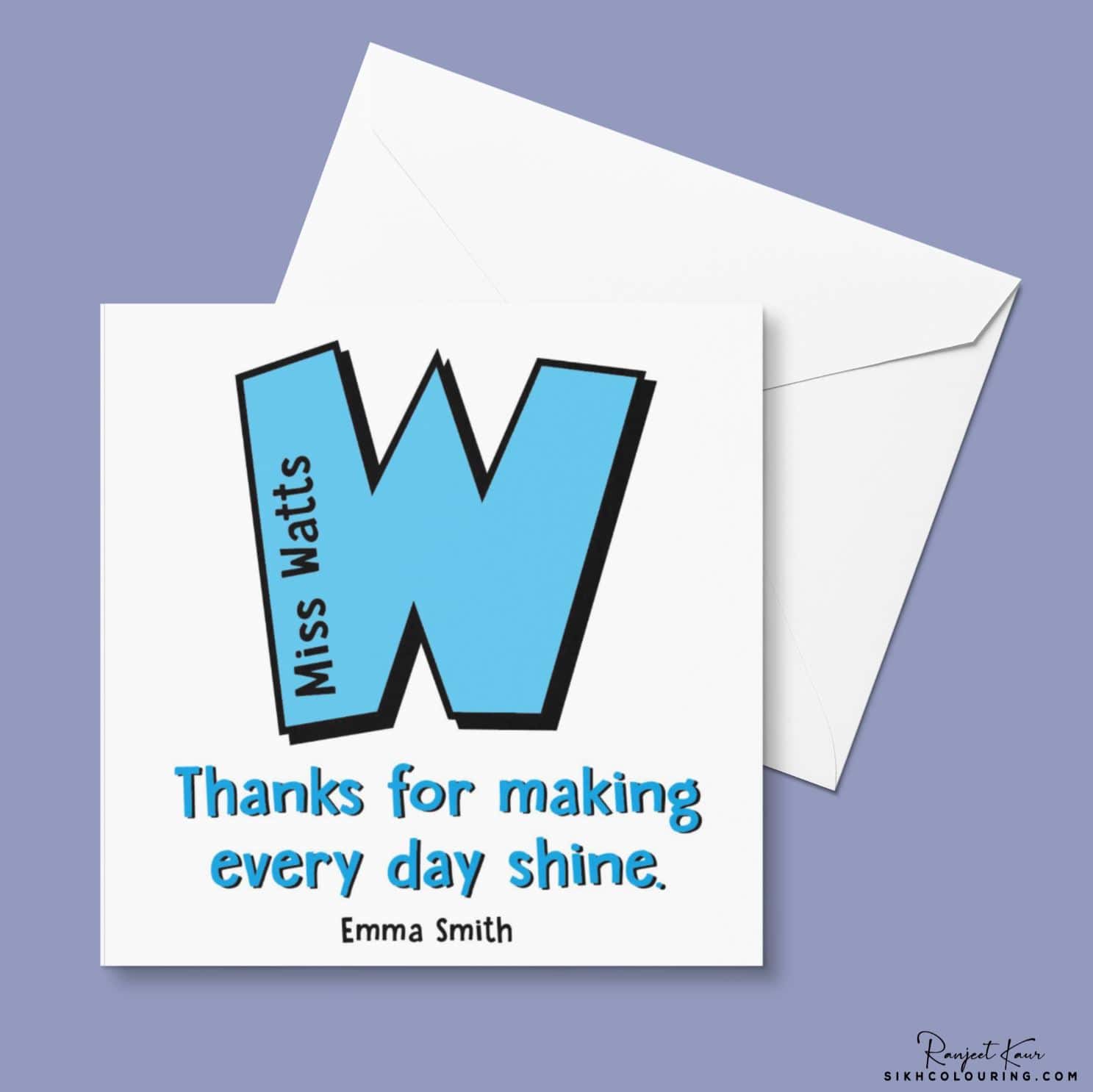 A card to say thank you to teachers