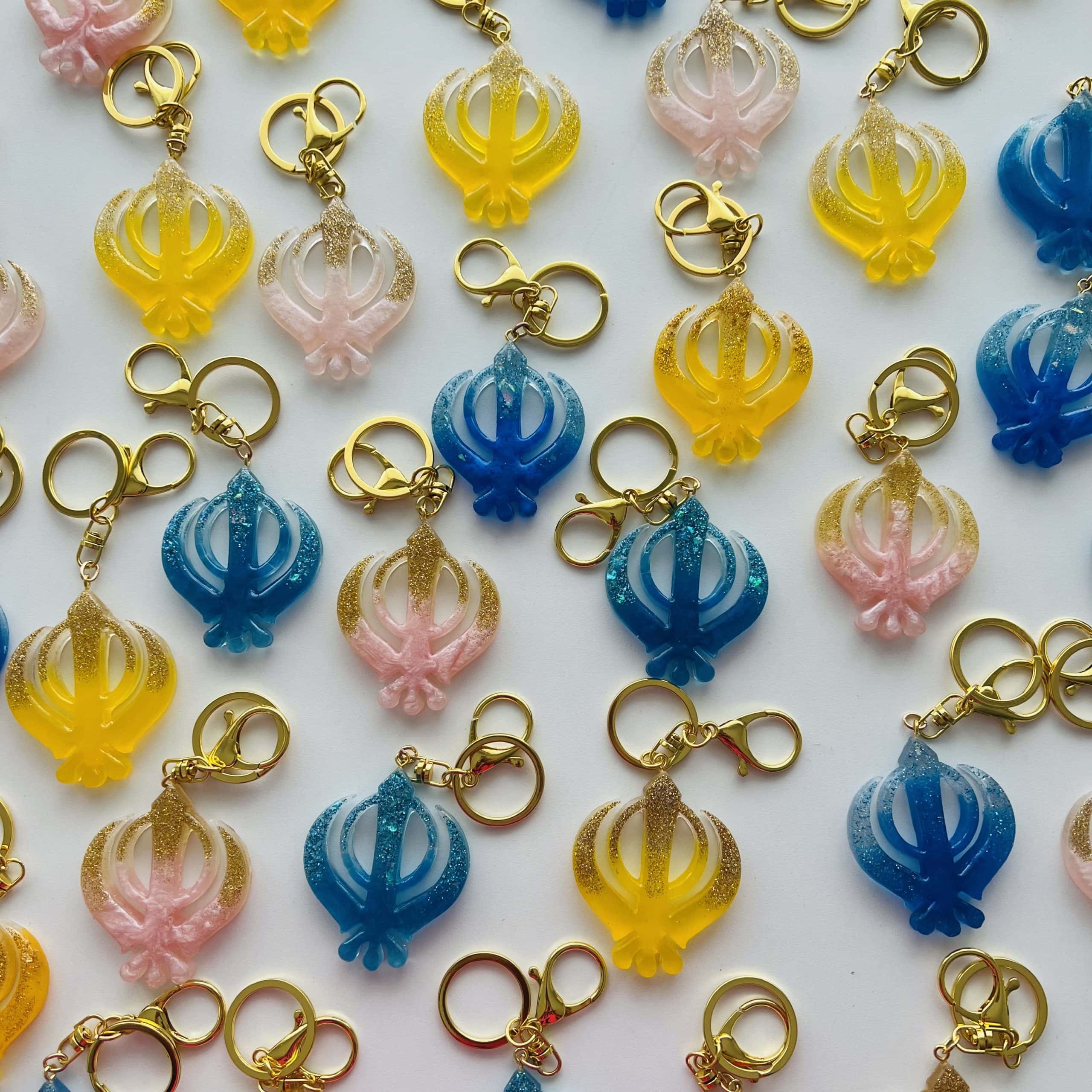 Colourful Resin Khanda Key Rings