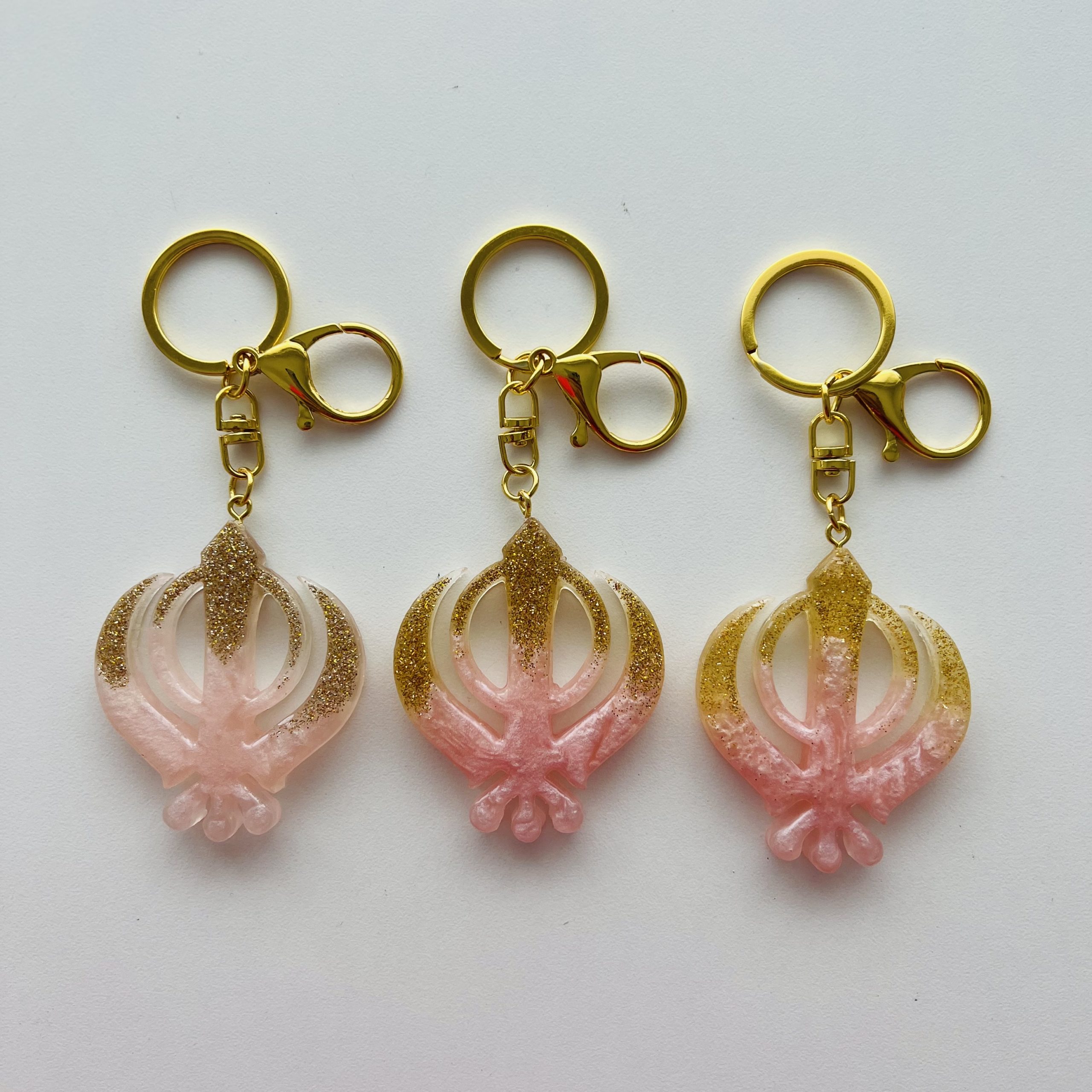 Resin Khanda Key Rings Pink