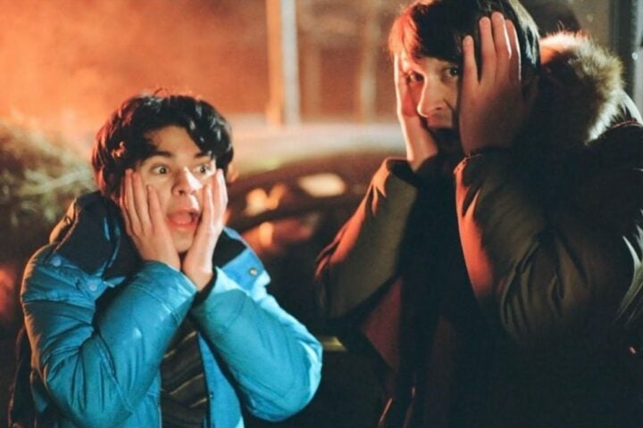 Owen Kline and Daniel Zolghadri on the set of Funny Pages