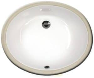 Sienna 17" porcelain china undermount bathroom sink in white bisque and black.