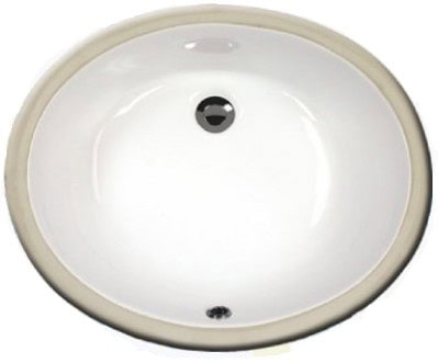 Sienna 17" porcelain china undermount bathroom sink in white bisque and black.