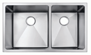 33" Near-Zero Radius 60/40 Undermount Stainless Steel Double Bowl Kitchen Sink 15 Gauge NZR-3320