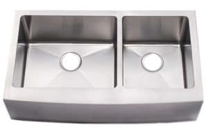 36" Near Zero Radius Curved Front Stainless Steel Double Bowl Apron Sink NZRA-3620DB
