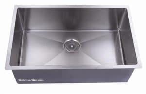 Stainless steel kitchen sink with a sleek design and durable construction.