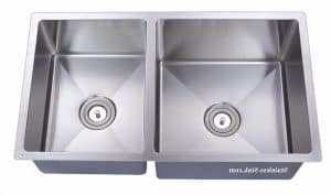 33" Belmont Stainless Steel Double Bowl Undermount Kitchen Sink Offset Bowls 16 Gauge BEL-3318-DOM-R