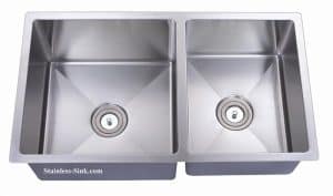 33" 60/40 or 40/60 Reversible Double Bowl Undermount Stainless Steel Sink: BEL-3318-DOM (16 gauge)