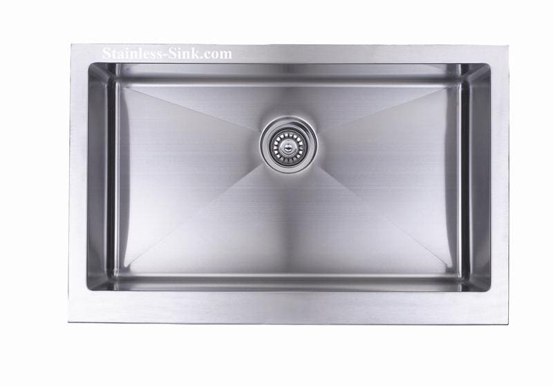 Stainless steel kitchen sink with sleek design and durable construction.