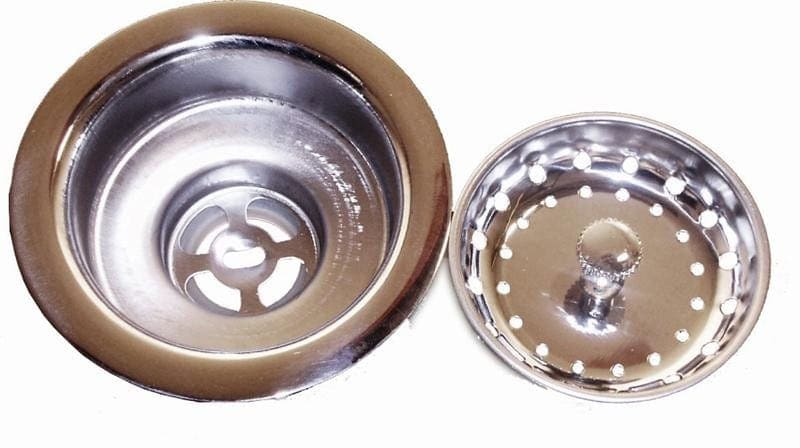 High-quality chrome strainer basket for kitchen sinks, 3 1/2" size, durable stainless steel construc.