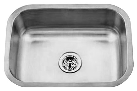 Undermount stainless steel single bowl kitchen sink for modern kitchens.