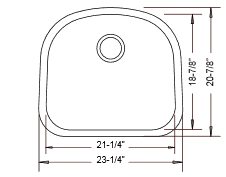 Detailed diagram of a stainless steel kitchen sink with dimensions.