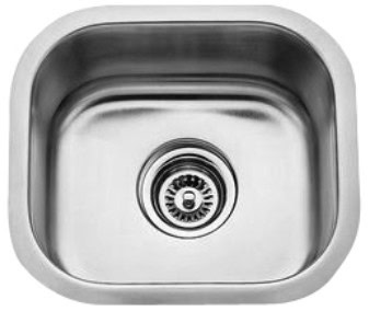 Undermount 15-inch stainless steel kitchen sink with single bowl, perfect for small spaces and prep.