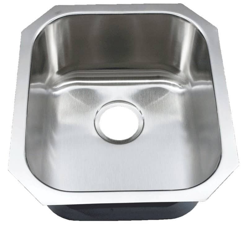 Stainless steel kitchen sink with a sleek, modern design and durable construction.