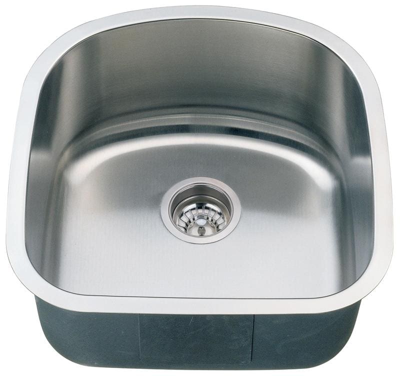21" Italia undermount stainless steel single bowl sink for kitchen and bar.