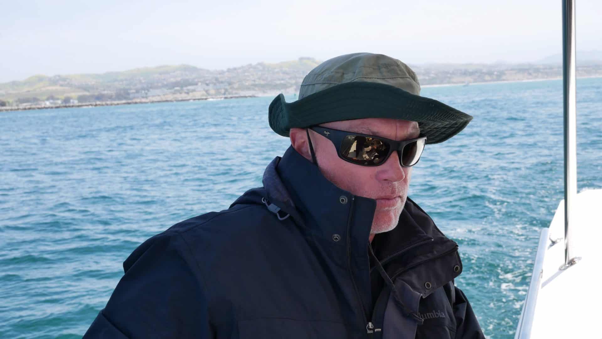 Captain Chas with hat and sunglasses on