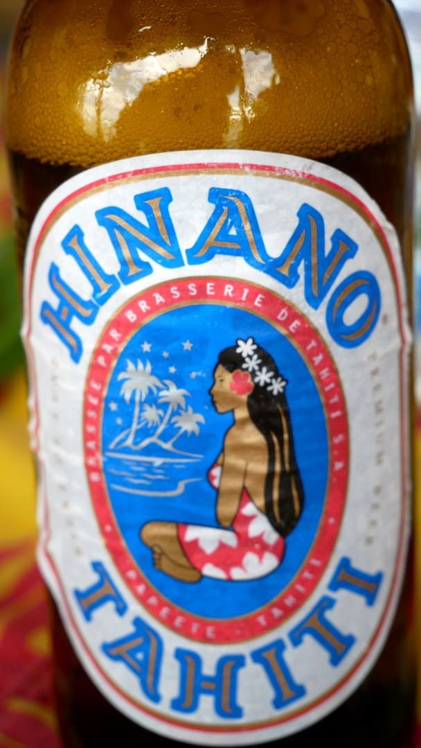 Close up of Hinano beer label