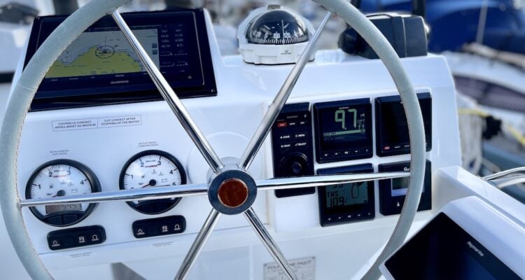sailing stuff at the helm on Sea Odyssey