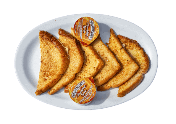 Crispy toasted chicken sandwiches with dipping sauces on a white plate.