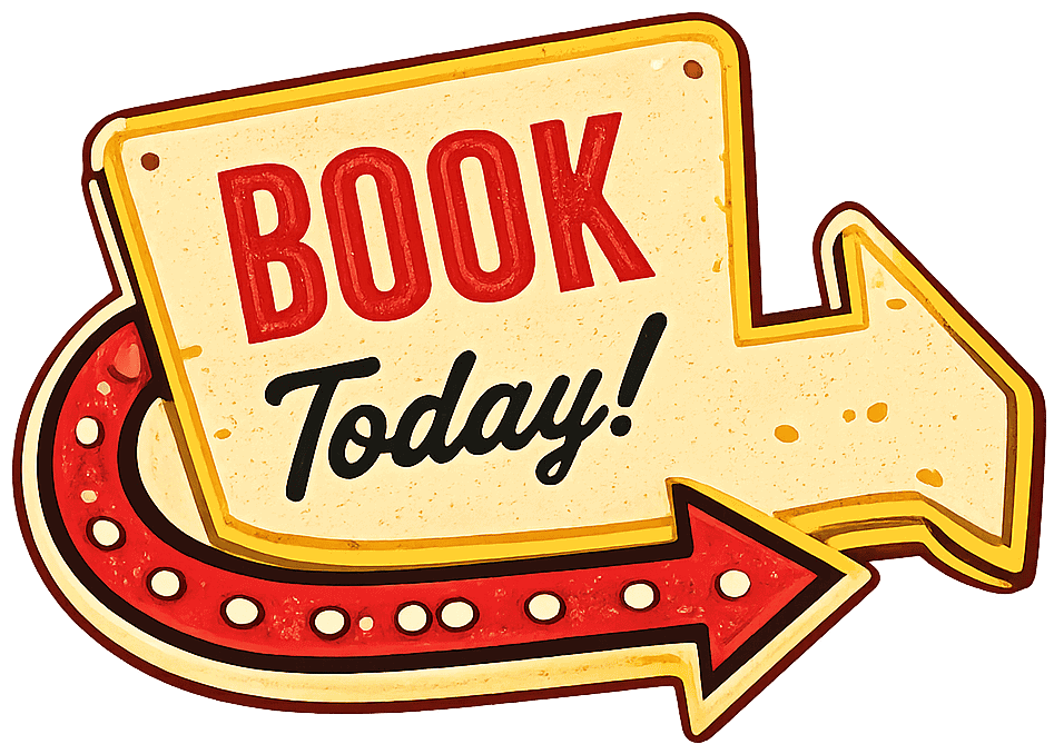 Call to action for booking today on Rename Website template.