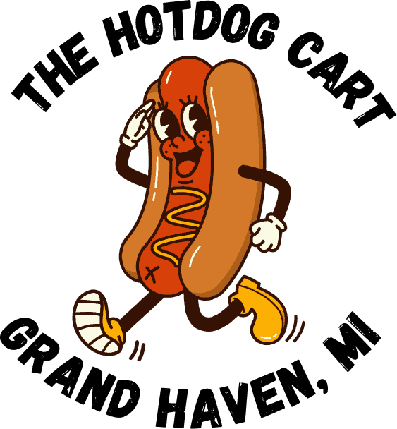 Hot dog character with a cheerful expression, running to promote website renaming services.