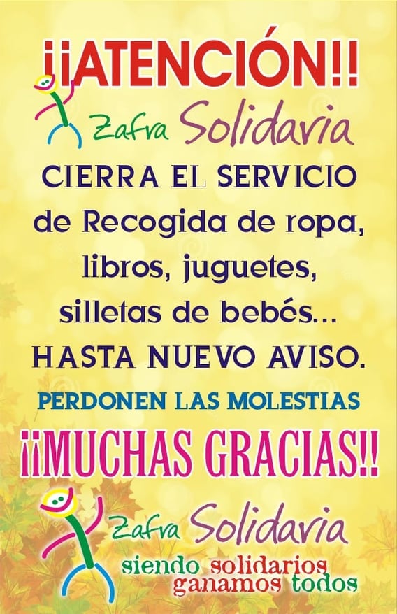 comunicado-zafra-solidaria No dejar ropa en la puerta del Comedor Social