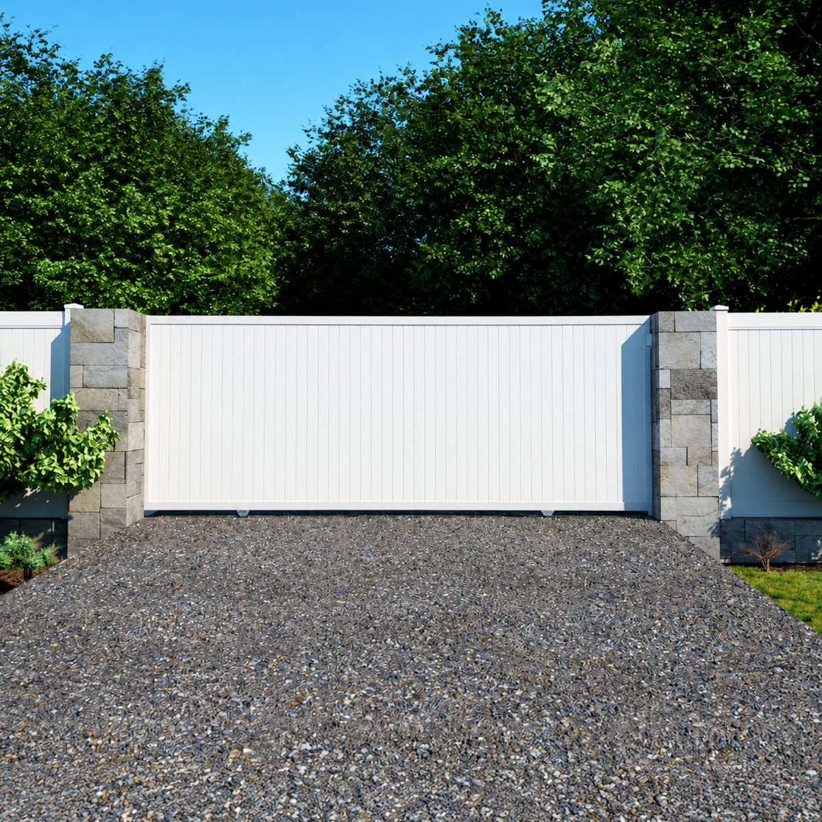 Hamptons Full Privacy PVC Sliding Gate – White – Custom Size