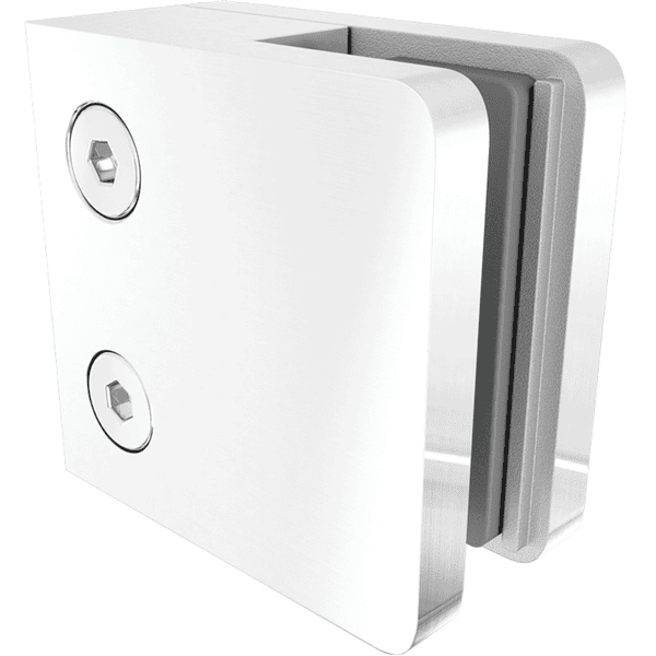 Square Front Glass Clamp - Flat Back - Matt White