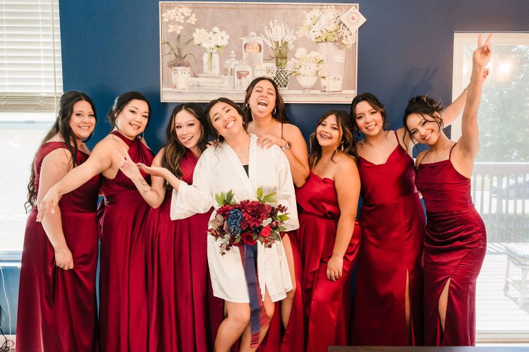 Bridal party portrait while getting ready in Elgin, IL