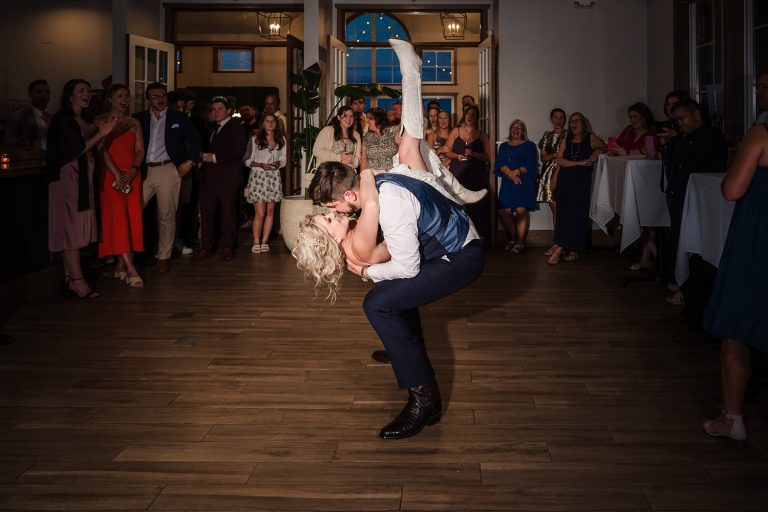 Bride and groom first dance at Lindy's Landing in Wauconda, IL