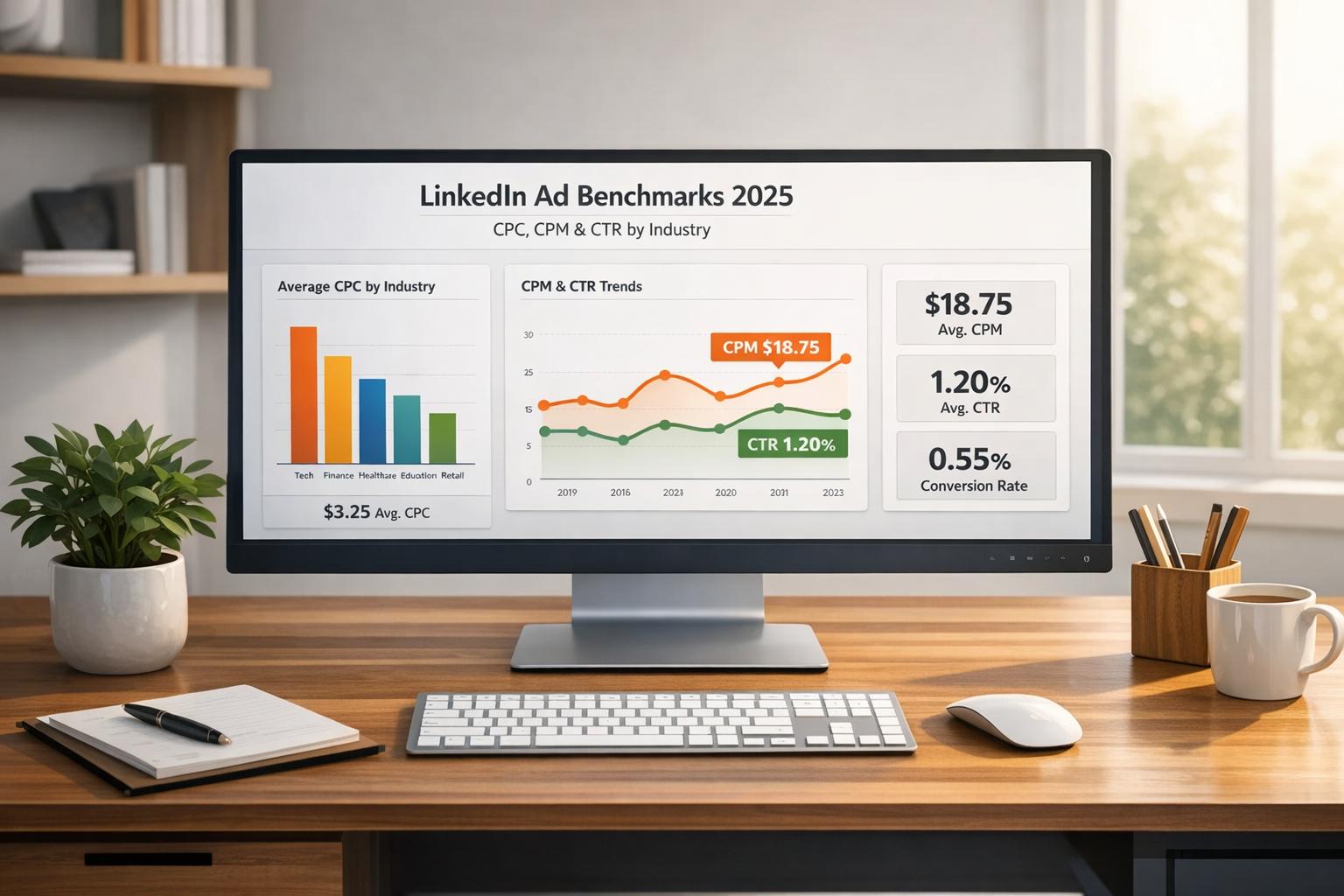 LinkedIn Ad Benchmarks 2025: CPC, CPM, and CTR by Industry