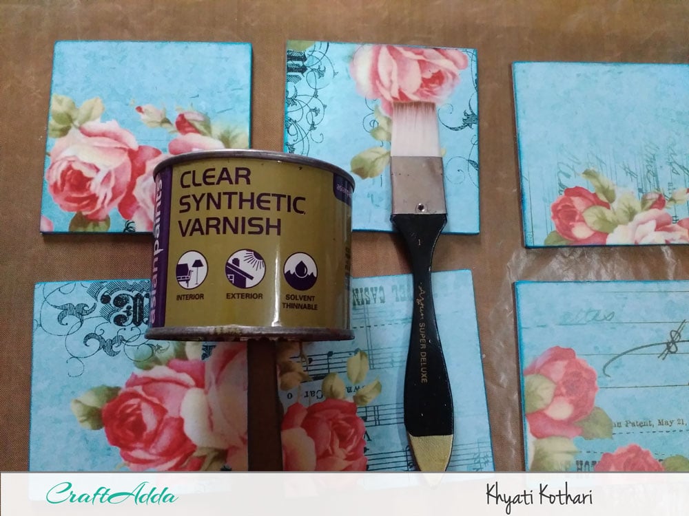 First try at decoupage with some tea coasters with pictorial tutorial 5