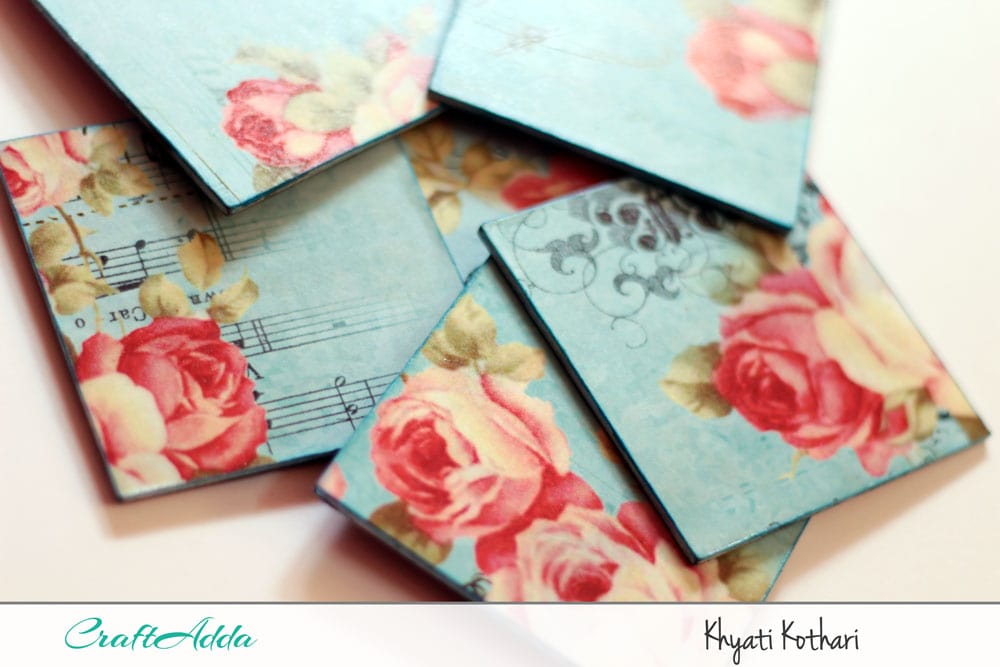 First try at decoupage with some tea coasters with pictorial tutorial 7