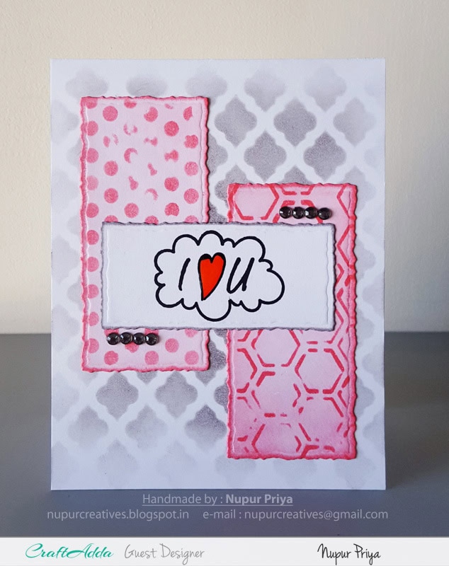 Love themed handmade cards using CrafTangles stamps and stencils by Nupur Priya 7