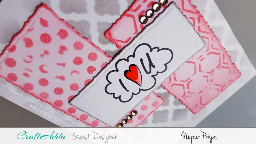 Love themed handmade cards using CrafTangles stamps and stencils by Nupur Priya 8