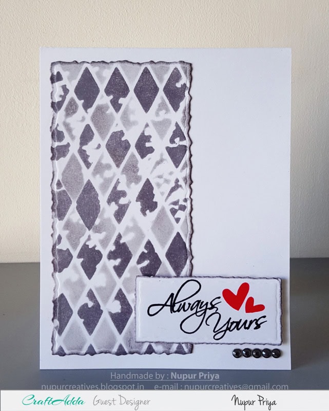 Love themed handmade cards using CrafTangles stamps and stencils by Nupur Priya 3