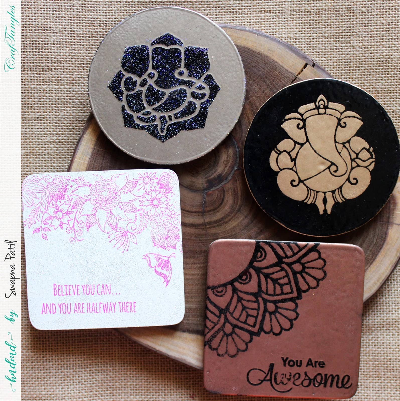 Fridge magnets from tea coasters 9