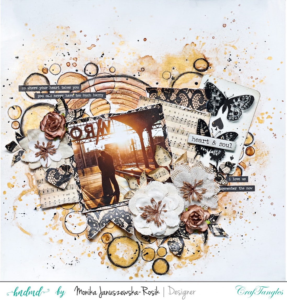 Mixed media Layout with CrafTangels stencils 1