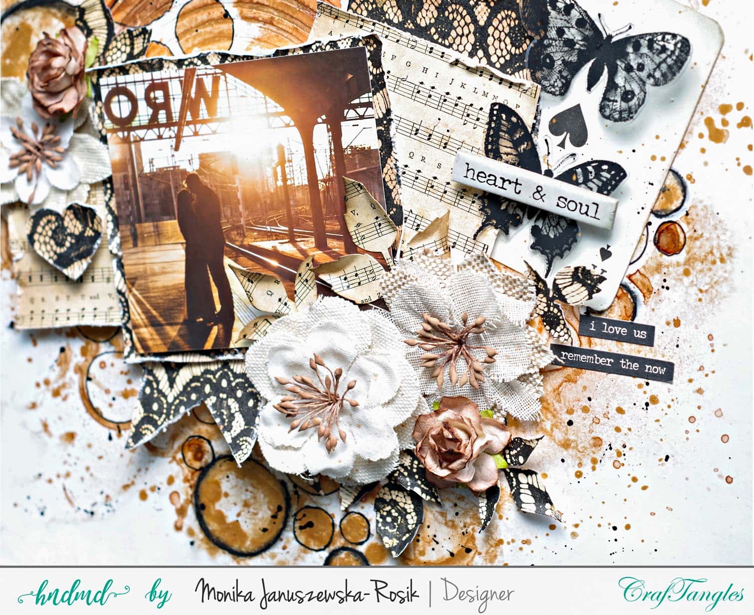 Mixed media Layout with CrafTangels stencils 4