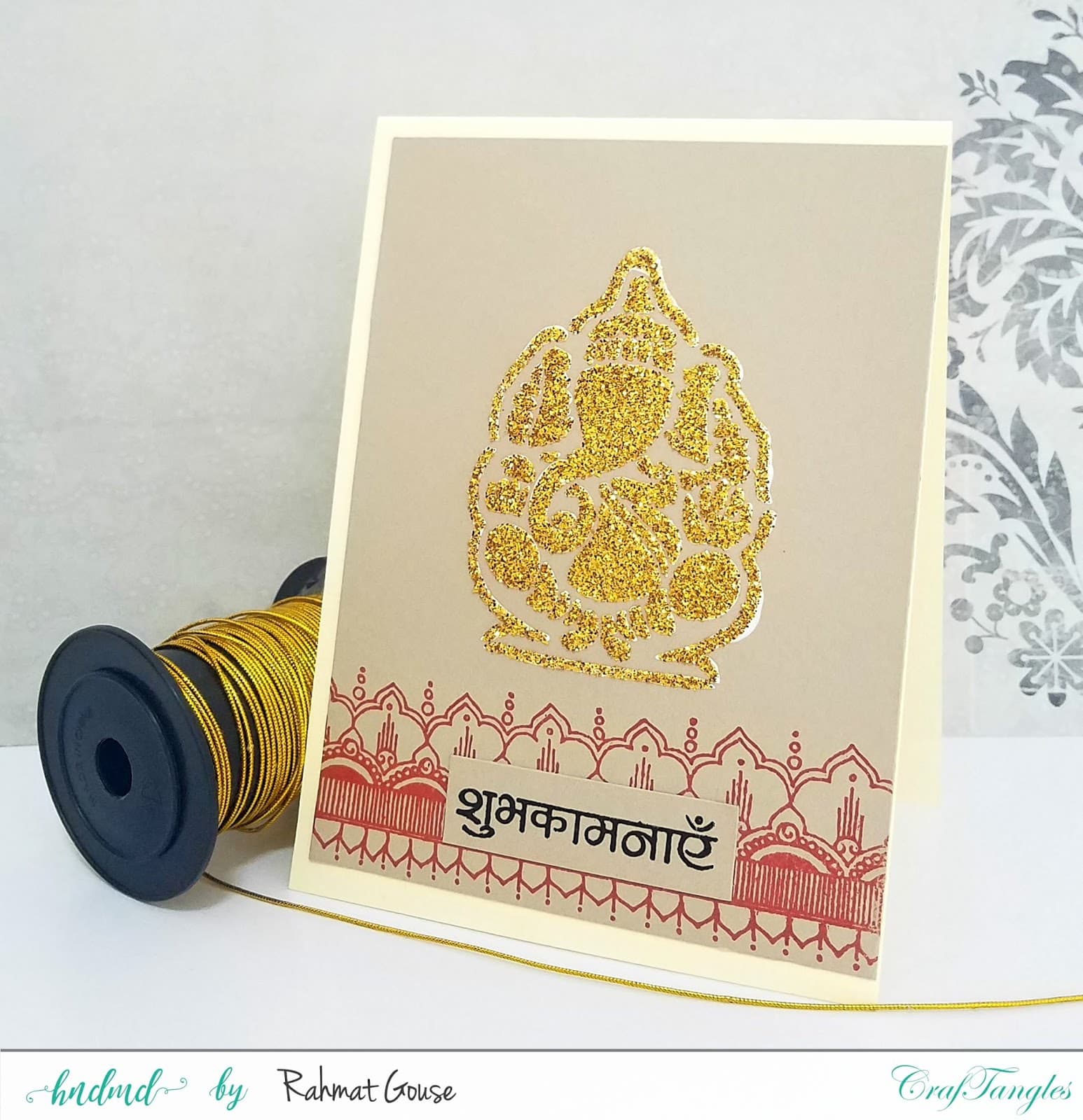 How to make Ganpati card using texture paste and glitter 1