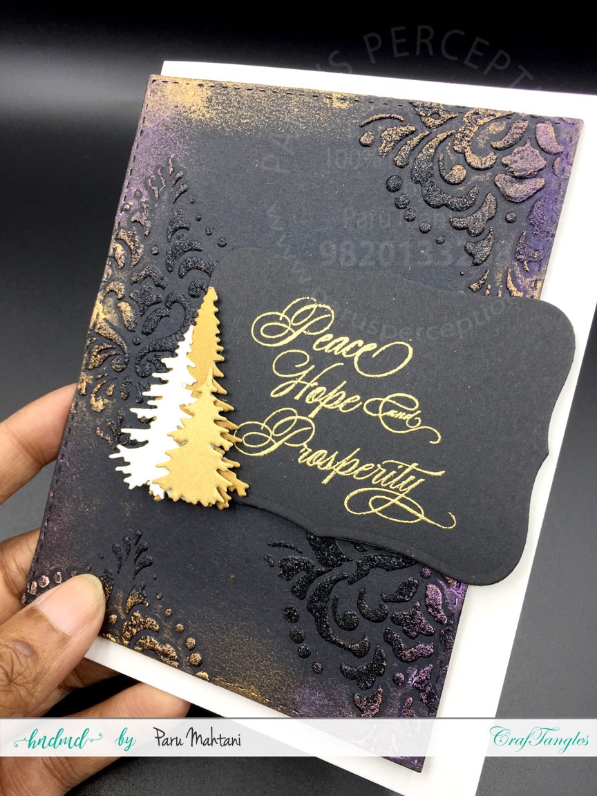 Christmas cards using textured backgrounds and art wax. 5