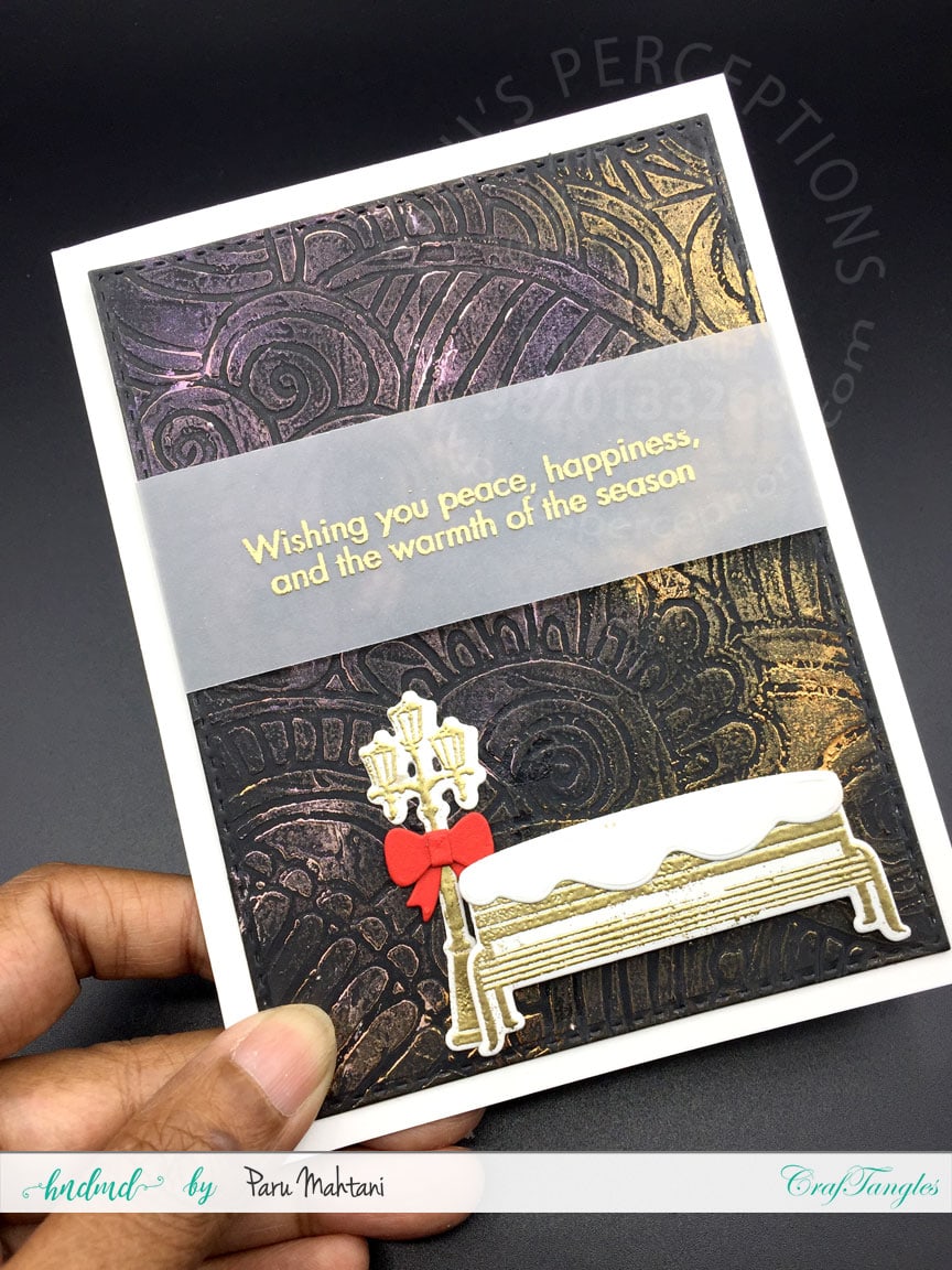 Christmas cards using textured backgrounds and art wax. 3