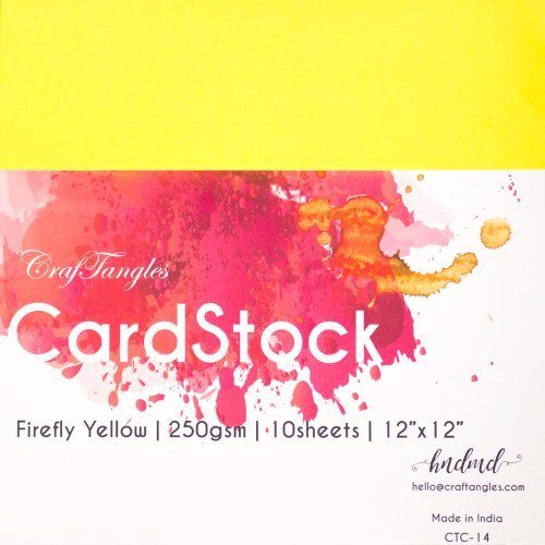 CrafTangles cardstock 12" by 12" (250 gsm) (Set of 10 sheets) - Firefly Yellow