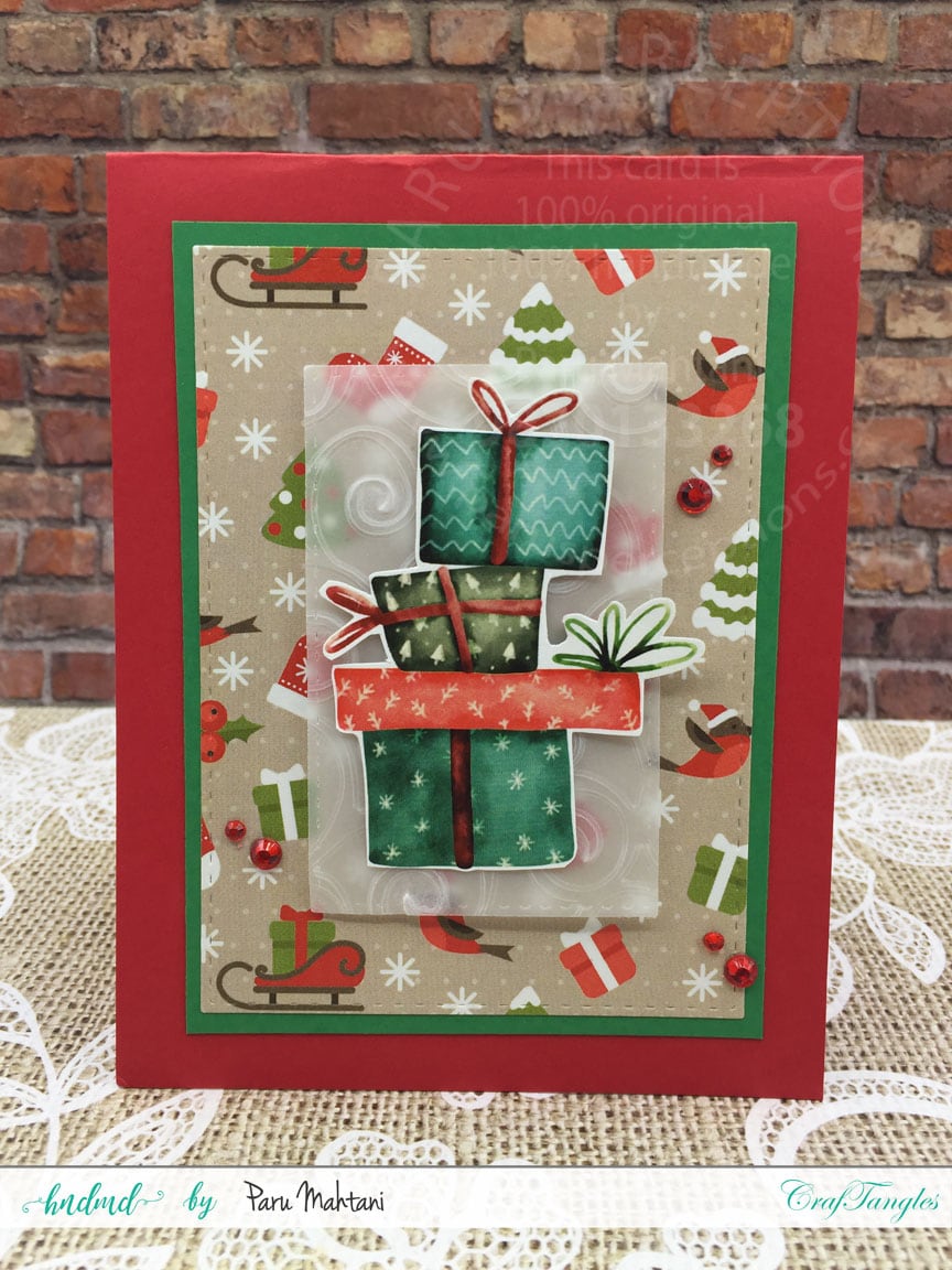 Christmas cards using patterned paper and Christmas elements pack. 8