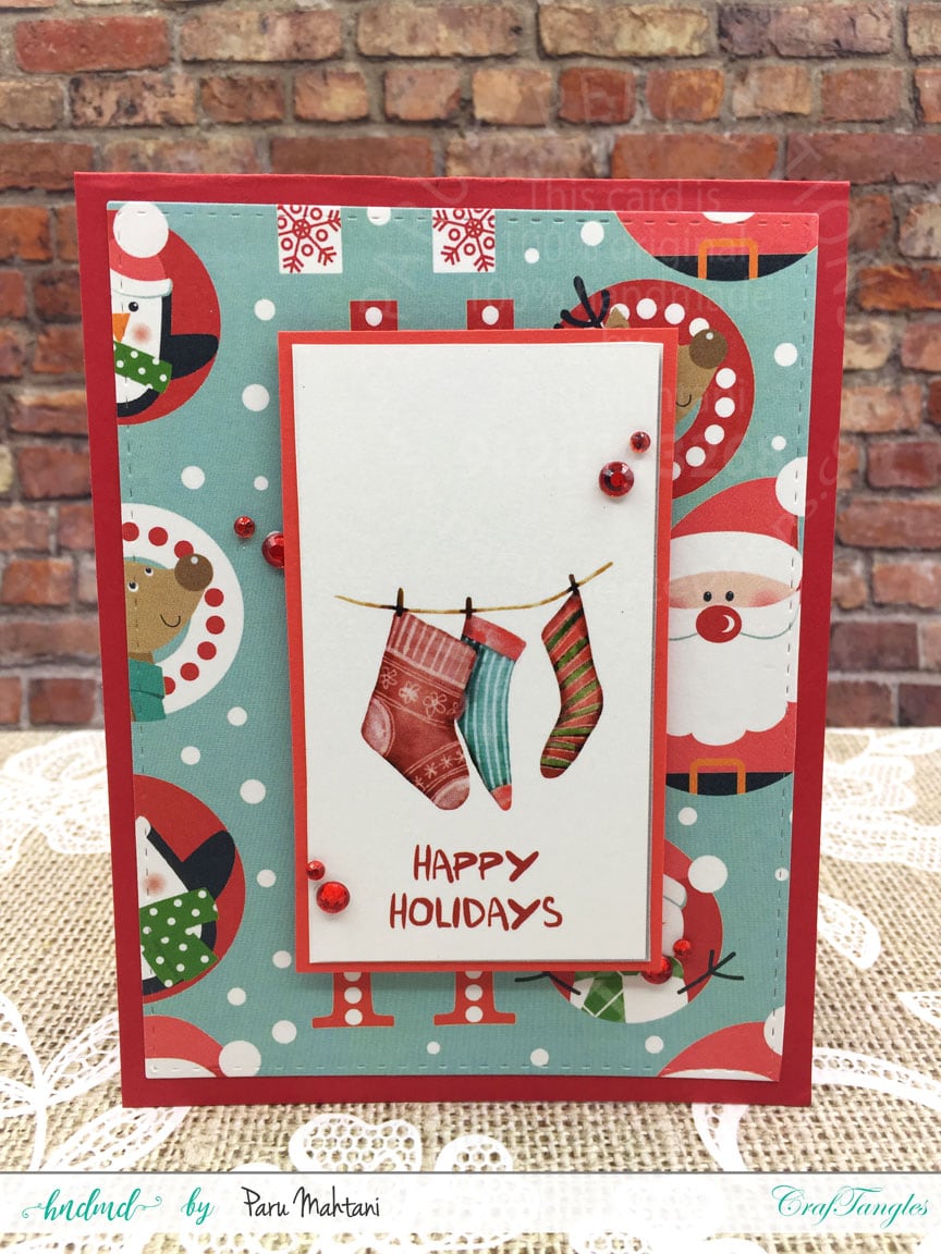Christmas cards using patterned paper and Christmas elements pack. 9